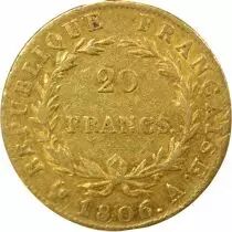 France Napoleon I - 20 Gold Francs, Bare Head, Greg. Cal. - 1806 A Paris