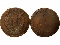 France Napoleon I - 5 Centimes, Siege of Antwerp - 1814 Wolschot