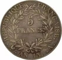 France Napoléon I - 5 Francs Argent, Cal. Révolutionnaire - An 13 A Paris