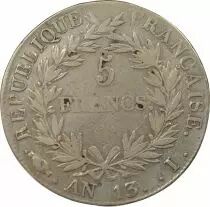 France Napoléon I - 5 Francs Argent, Cal. Révolutionnaire - An 13 I Limoges