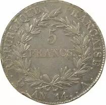 France Napoléon I - 5 Francs Argent, Cal. Révolutionnaire - An 14 A Paris