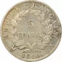 France Napoléon I - 5 Francs Argent, Empire - 1810 A Paris