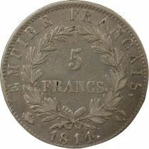 France Napol&eacute;on I - 5 Francs Argent, Empire - 1814 Q Perpignan