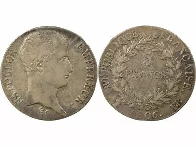 France Napol�on I - 5 Francs Argent, T�te nue, Cal. Gr�gorien - 1806 BB Strasbourg