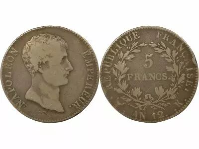 France Napol�on I - 5 Francs Argent, type interm�diaire - An 12 K Bordeaux