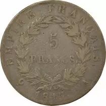 France Napoleon I - 5 Silver Francs, 100 Days - 1815 A Paris