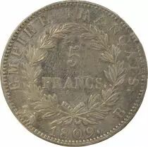 France Napoleon I - 5 Silver Francs, Empire - 1809 B Rouen