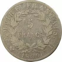 France Napoleon I - 5 Silver Francs, Empire - 1809 L Bayonne