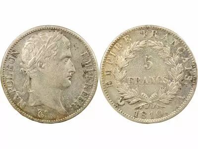 France Napoleon I - 5 Silver Francs, Empire - 1810 A Paris