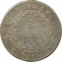 France Napoleon I - 5 Silver Francs, Empire - 1810 W Lille