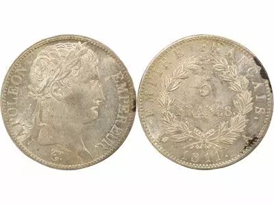 France Napoleon I - 5 Silver Francs, Empire - 1811 A Paris