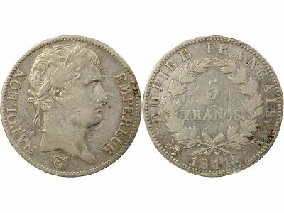 France Napoleon I - 5 Silver Francs, Empire - 1811 K Bordeaux