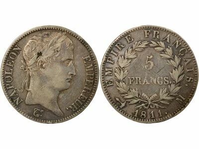 France Napoleon I - 5 Silver Francs, Empire - 1811 M Toulouse