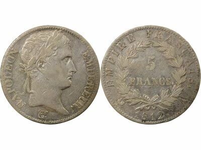 France Napoleon I - 5 Silver Francs, Empire - 1812 A Paris