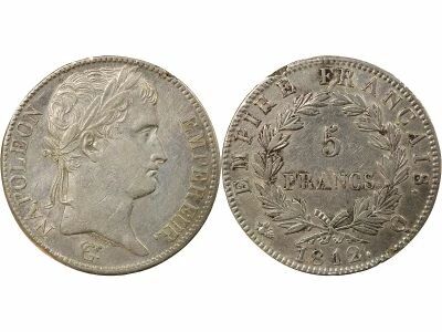 France Napoleon I - 5 Silver Francs, Empire - 1812 Q Perpignan