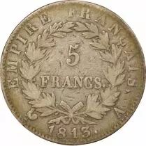 France Napoleon I - 5 Silver Francs, Empire - 1813 A Paris