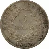 France Napoleon I - 5 Silver Francs, Empire - 1813 A Paris