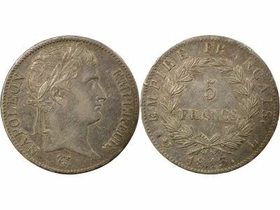 France Napoleon I - 5 Silver Francs, Empire - 1813 L Bayonne