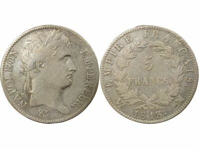 France Napoleon I - 5 Silver Francs, Empire - 1813 MA Marseille