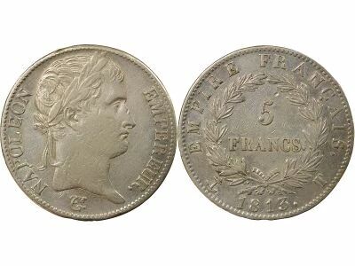 France Napoleon I - 5 Silver Francs, Empire - 1813 T Nantes