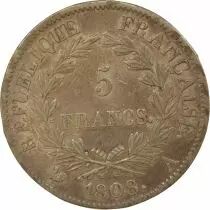 France Napoleon I - 5 Silver Francs, Laureate Head, Republic - 1808 A Paris
