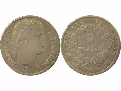 France Napoleon I - 5 Silver Francs, Laureate Head, Republic - 1808 M Toulouse