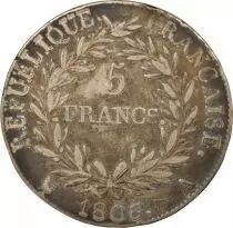 France Napoleon I - 5 Silver Francs, Republic, Greg. Calendar - 1806 A Paris