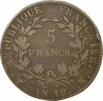 France Napoleon I - 5 Silver Francs, transitional type - Year 12 K Bordeaux