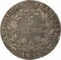 France Napoleon I - 5 Silver Francs, transitional type - Year 12 M Toulouse