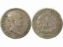 France Napol&eacute;on I - Franc Argent, R&eacute;publique, T&ecirc;te Laur&eacute;e - 1808 BB Strasbourg