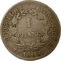 France Napol&eacute;on I - Franc Argent, T&ecirc;te Laur&eacute;e, R&eacute;publique - 1808 BB Strasbourg