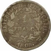 France Napoléon I - Franc Argent, Tête laurée, République - 1808 W Lille