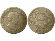 France Napol&eacute;on I - Quart de Franc Argent, Cal. R&eacute;volutionnaire - An 12 K Bordeaux