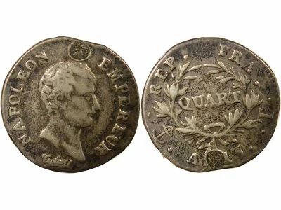 France Napol�on I - Quart de Franc Argent, Cal. R�volutionnaire - An 13 T Nantes Perc�