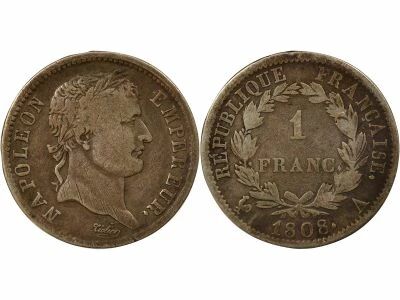 France Napoleon I - Silver Franc, Laureate Head, Republic - 1808 A Paris