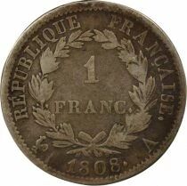 France Napoleon I - Silver Franc, Laureate Head, Republic - 1808 A Paris