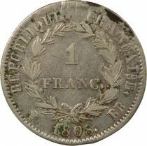 France Napoleon I - Silver Franc, Laureate Head, Republic - 1808 BB Strasbourg