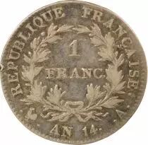 France Napoleon I - Silver Franc, Republic - Year 14 A Paris