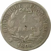 France Napoleon I - Silver Franc, Republic, Laureate Head - 1808 BB Strasbourg
