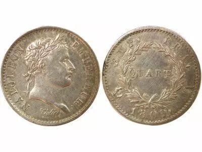 France Napoleon I - Silver Quater Franc, Laureate Head - 1809 A Paris
