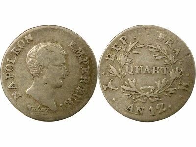France Napoleon I - Silver Quater Franc, Revolutionary Cal. - Year 12 K Bordeaux