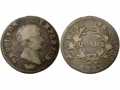 France Napoleon I - Silver Quater Franc, Revolutionary Cal. - Year 13 K Bordeaux