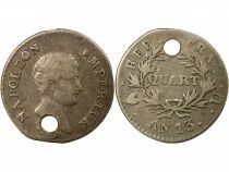 France Napoleon I - Silver Quater Franc, Revolutionary Cal. - Year 13 U Turin Pierced