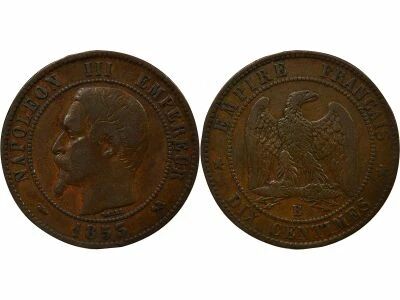 France Napol�on III - 10 Centimes, T�te nue - 1853 B Rouen