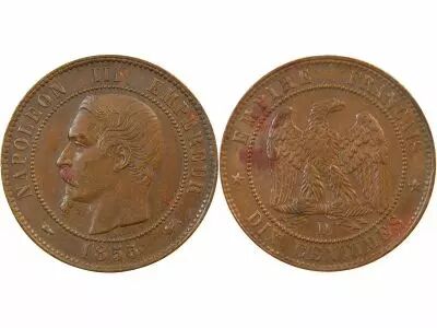 France Napol�on III - 10 Centimes 1855 D Lyon - Vari�t� Chien