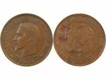 France Napoléon III - 10 Centimes 1855 D Lyon - Variété Chien