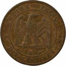 France Napoleon III - 10 Cents, Bare Head - 1855 B Rouen