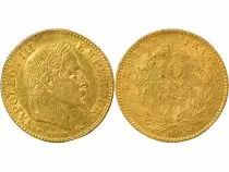 France Napoléon III - 10 Gold Francs, Laureate Head, Large 10 -  1862 BB Strasbourg