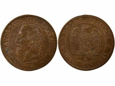 France Napol�on III - 2 Centimes, T�te Laur�e - 1862 K Bordeaux