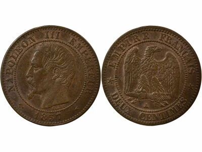France Napol�on III - 2 Centimes, T�te nue - 1857 A Paris